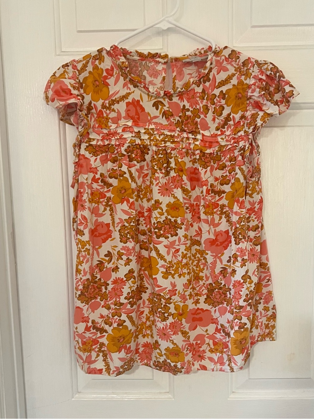 LOFT Pink and Mustard Floral Girls Dress
